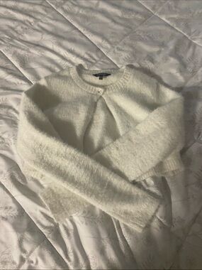 George fuzzy white cardigan